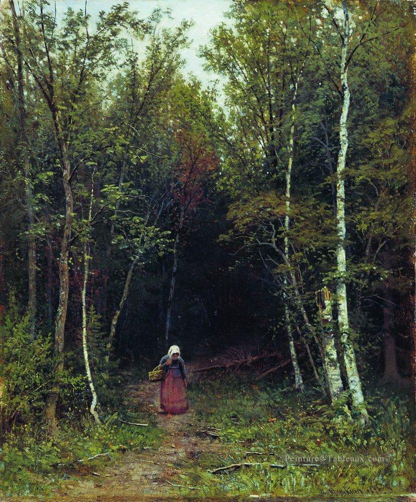 paysage avec une femme 1872 Ivan Ivanovitch Peintures à l'huile